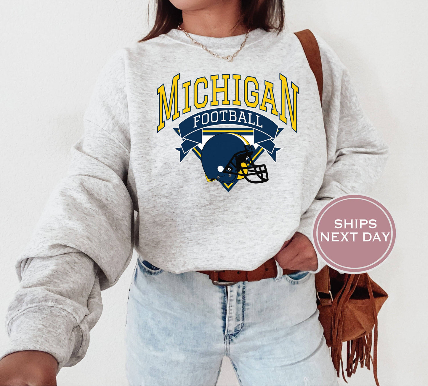 Michigan Football Vintage Sweatshirt - Retro Crewneck