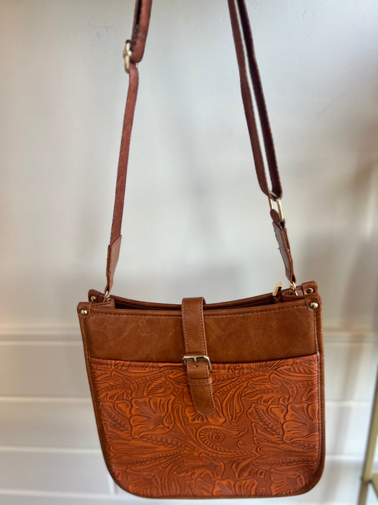 Tooled Leather Shoulder Bag