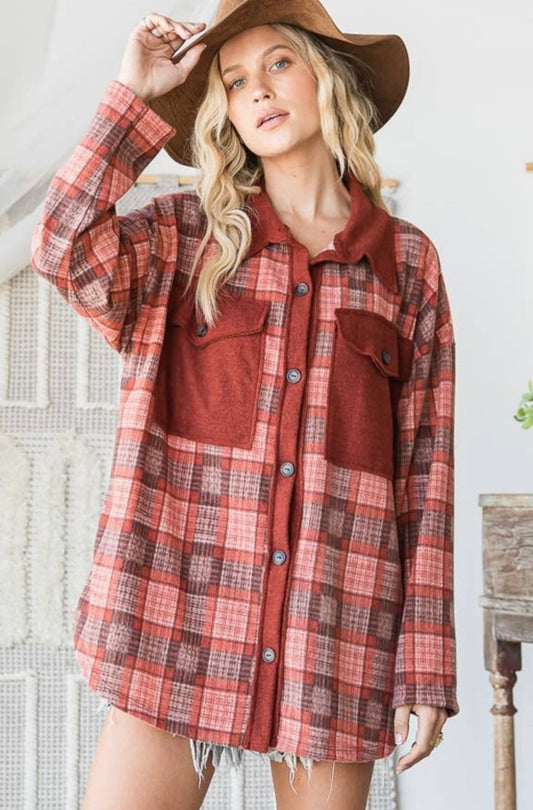 Rust Soft Plaid Shacket