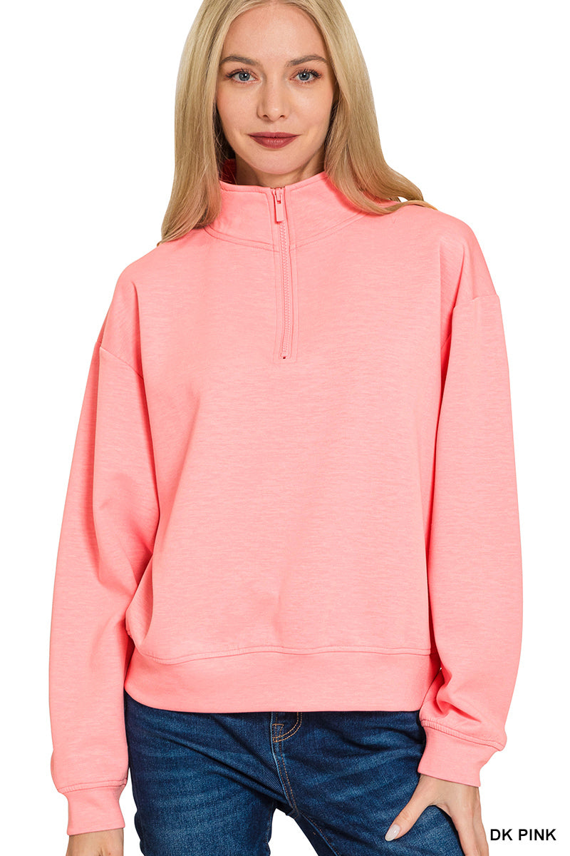 Zenana Scuba Half Zip Pullover