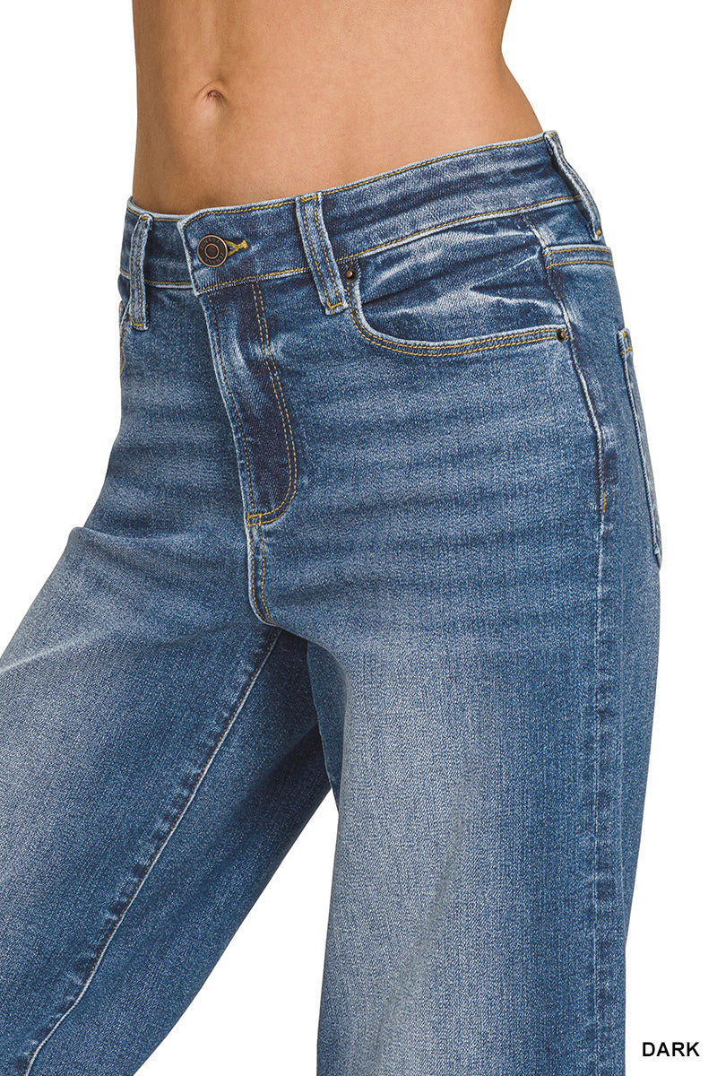 Zenana Raw Hem Wide Leg