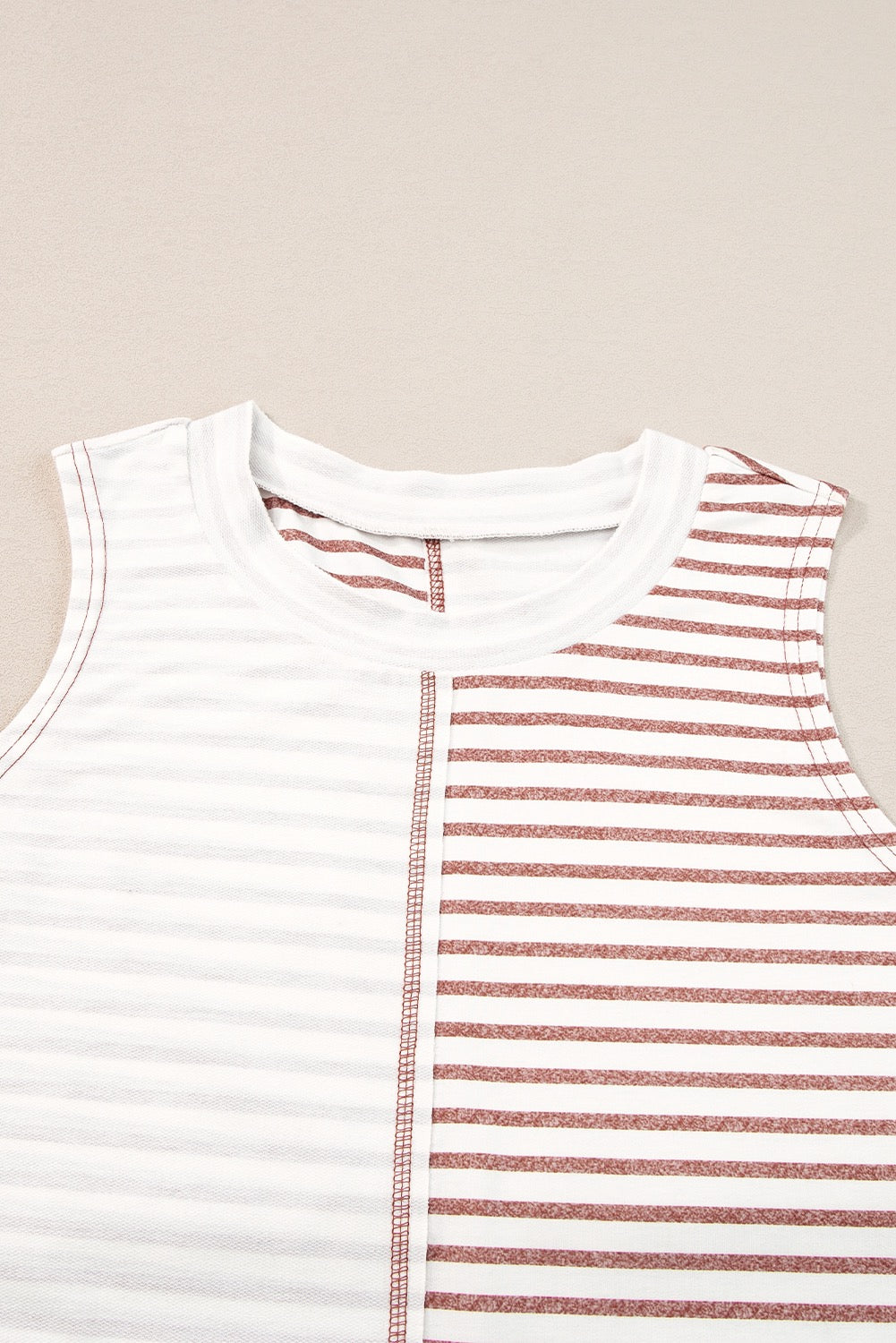 Brown Stripe Colorblock Loose
Tank Top