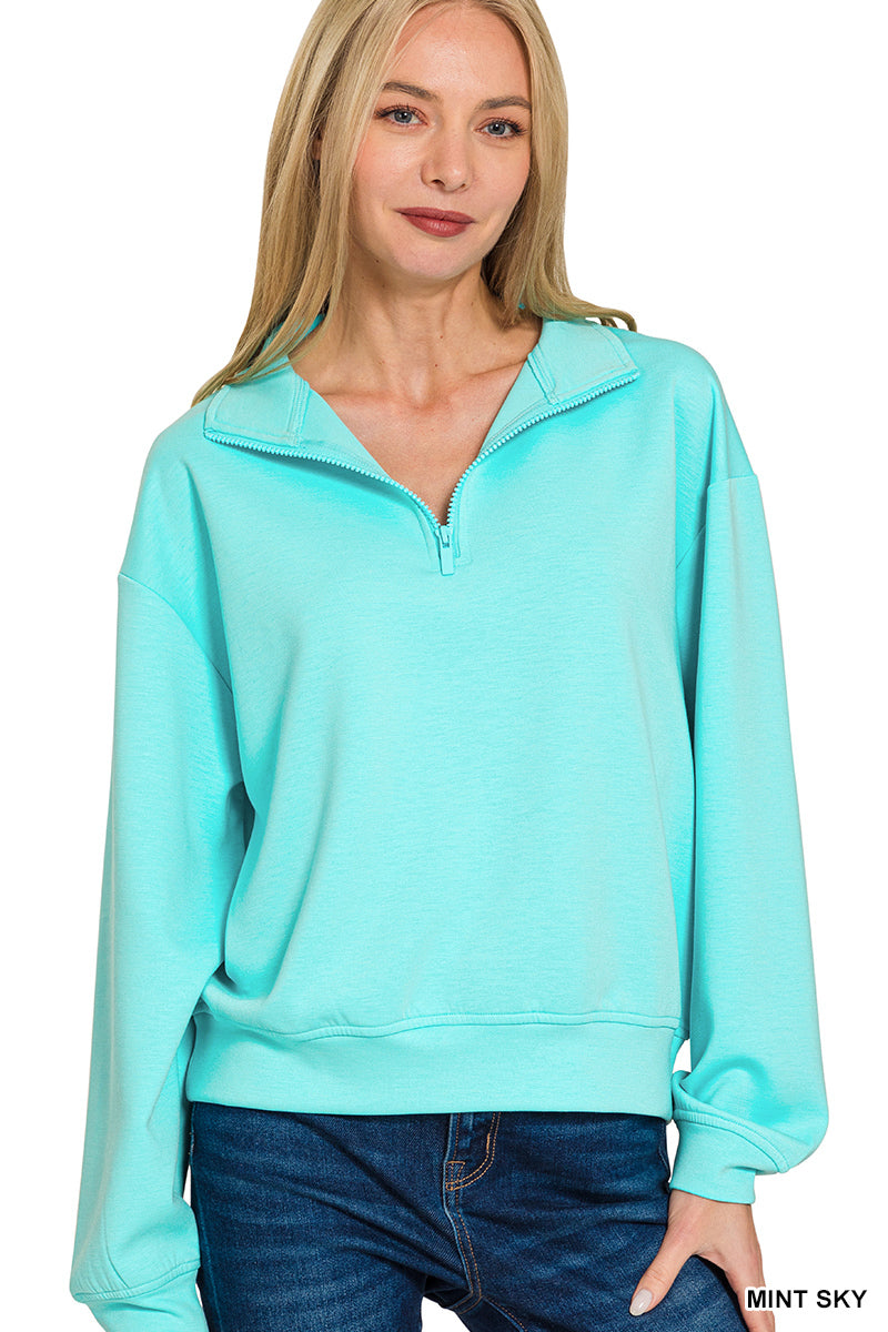 Zenana Scuba Half Zip Pullover