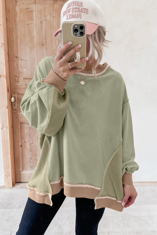 Smoke Green Waffle Sweatshirt