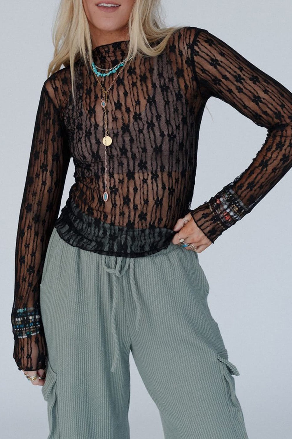 Floral Lace Mesh Top