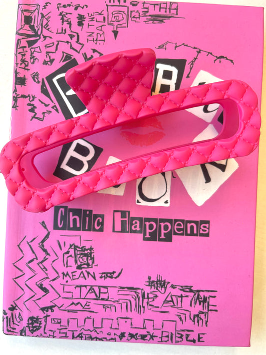 Pink Quilted Claw Clip