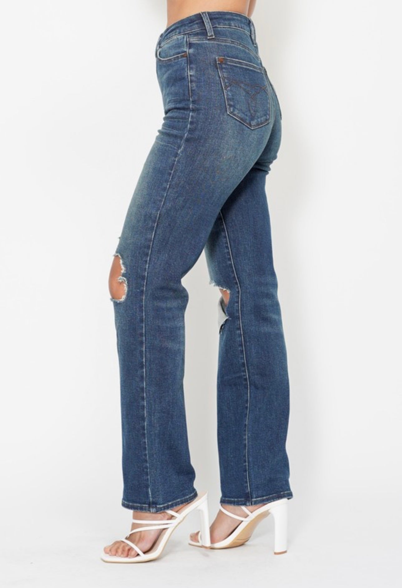 Judy Blue HW Ripped Knee Dad Jean