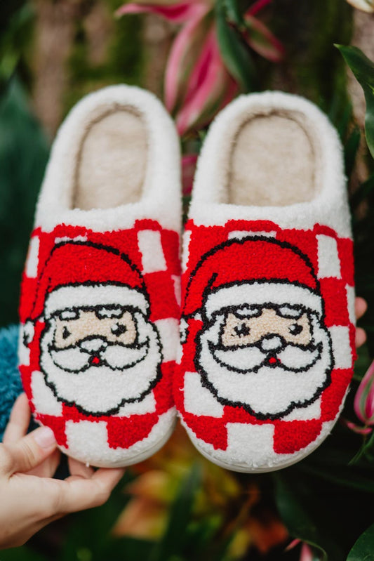 Checkered Santa Slippers