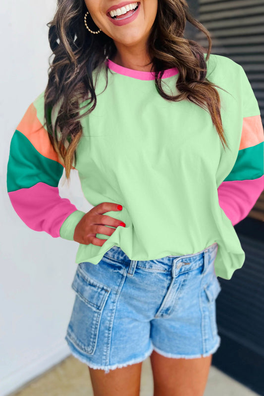 Green Colorblock Long Sleeve