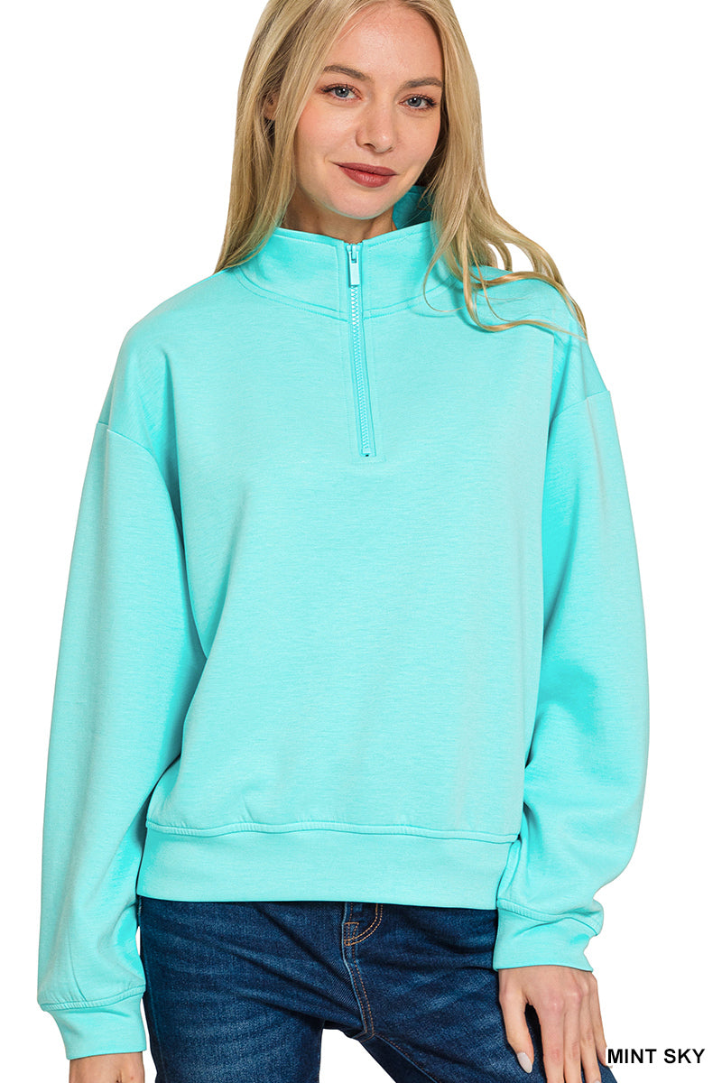 Zenana Scuba Half Zip Pullover