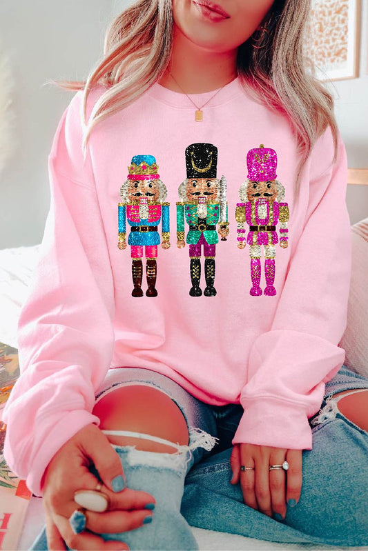 Pink Nutcracker Drop Shoulder Sweatshirt