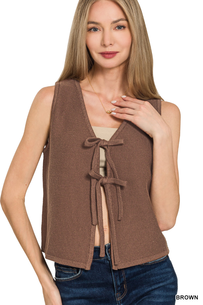 Tie Front Sweater Vest