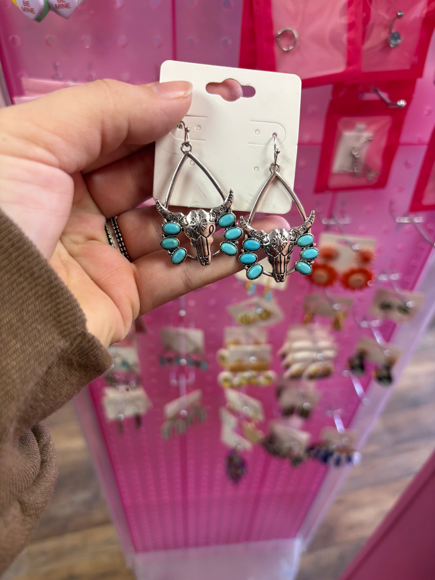 Turquoise Bull Earring