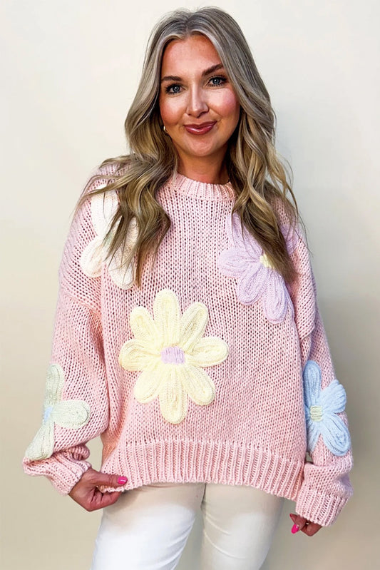 Pastel Petals Embroidered Sweater