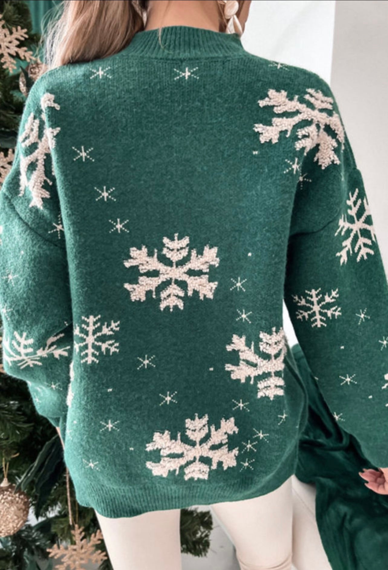 Winter Green Snowflake Sweater