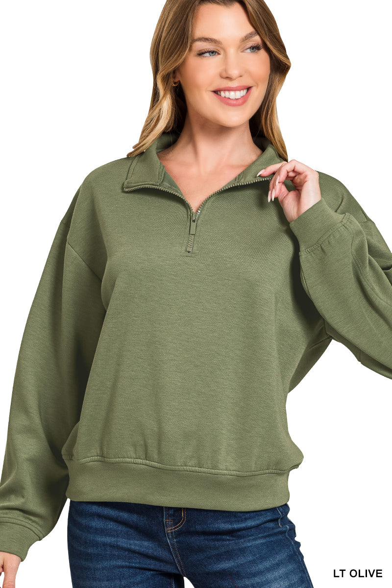 Zenana Scuba Half Zip Pullover