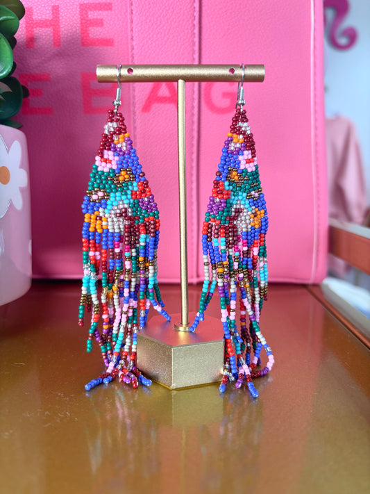 Beaded Floral Drop Earring