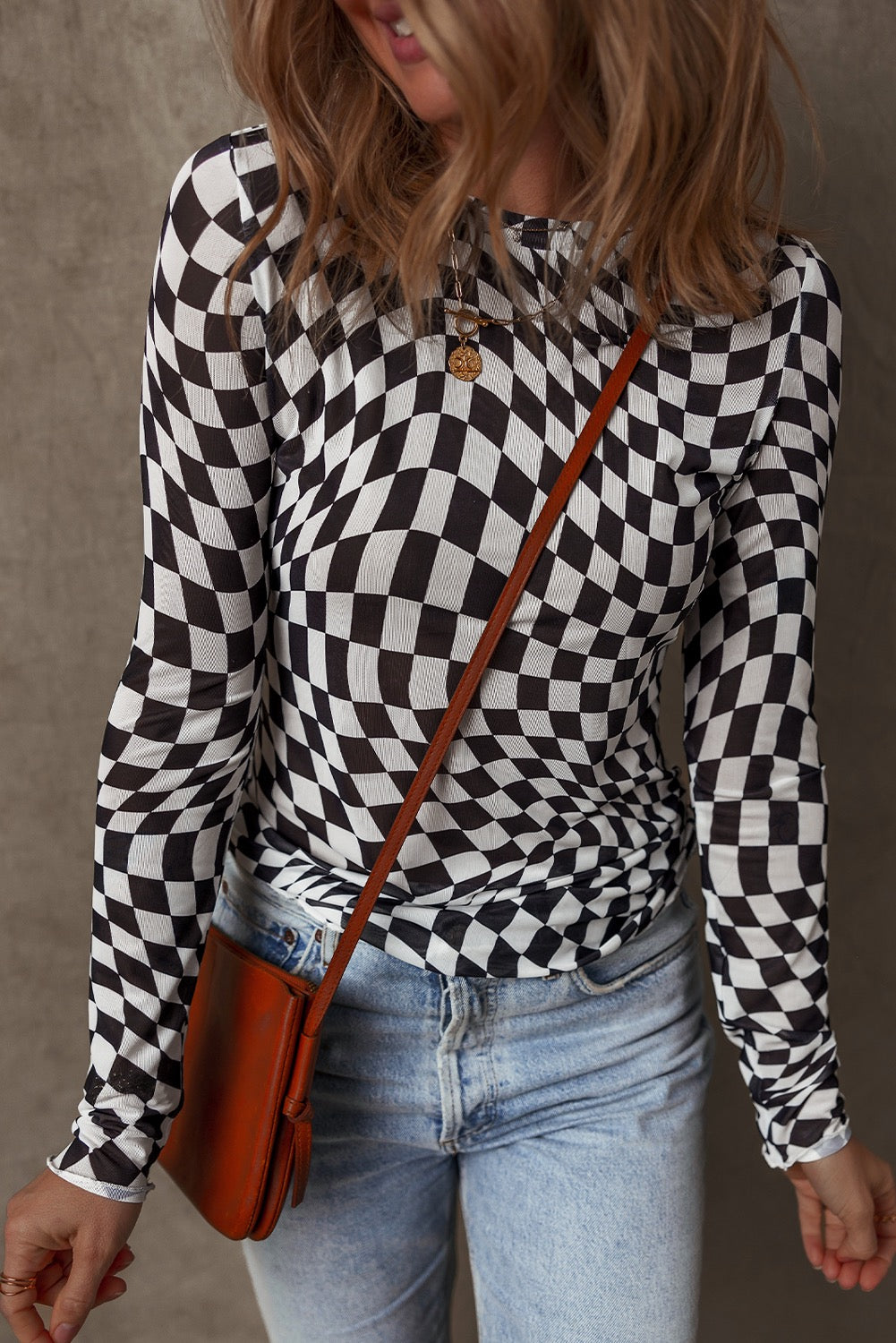 Checkered Mesh Top