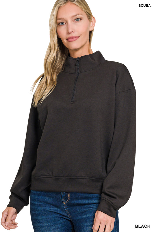Zenana Scuba Half Zip Pullover