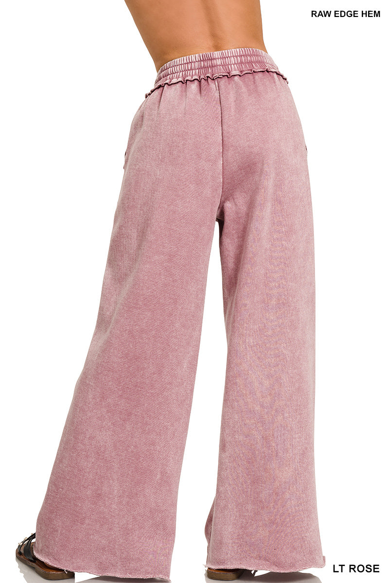 Zenana Acid Wash Fleece Sweatpants