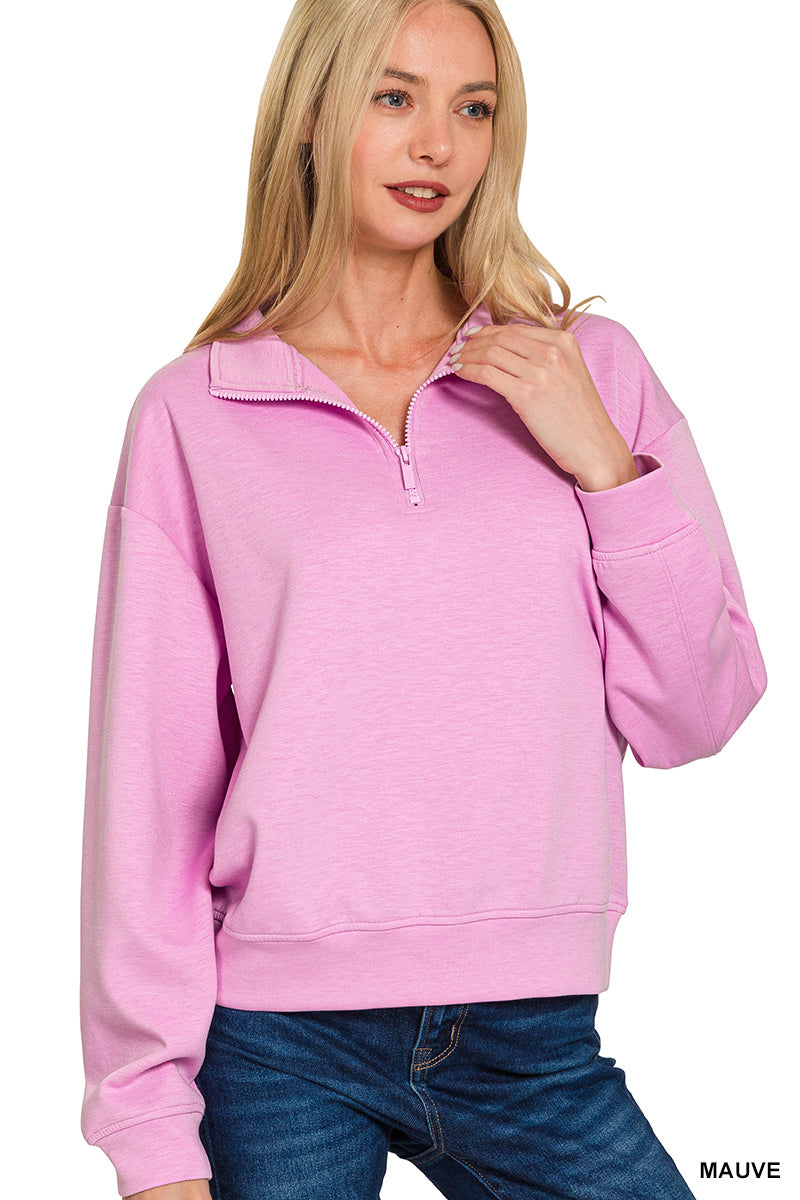 Zenana Scuba Half Zip Pullover