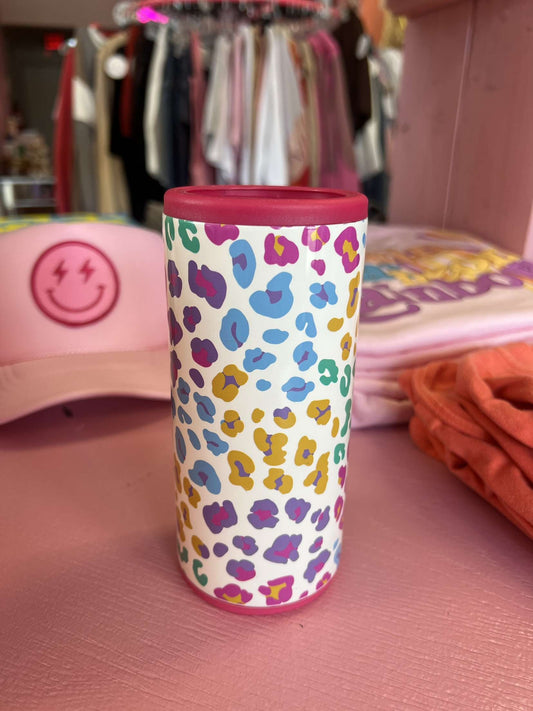 Multi Cheetah Seltzer Coozie