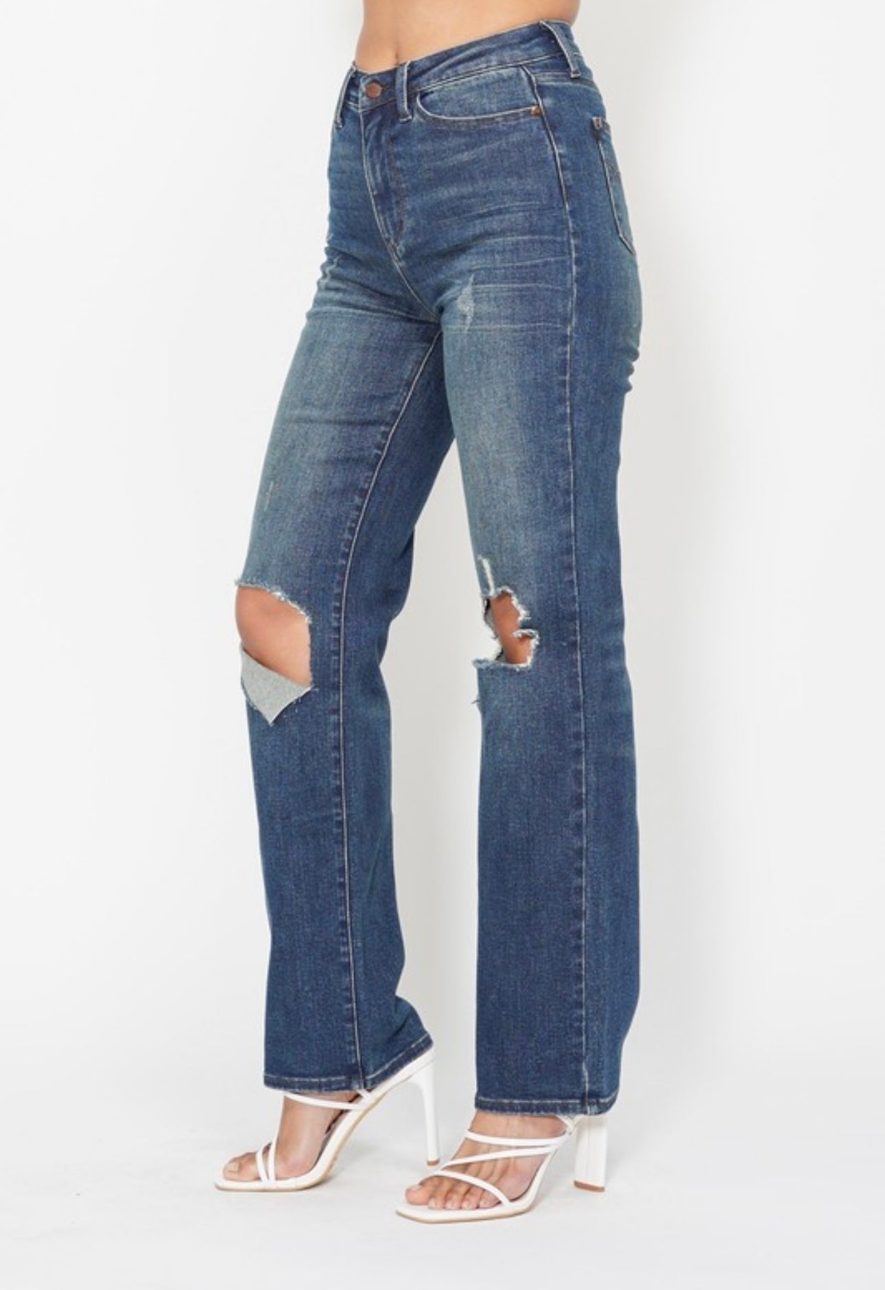 Judy Blue HW Ripped Knee Dad Jean