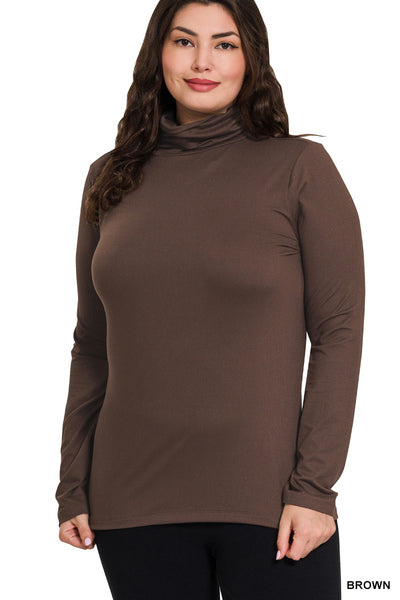 Plus Zenana Mock Neck Long Sleeve