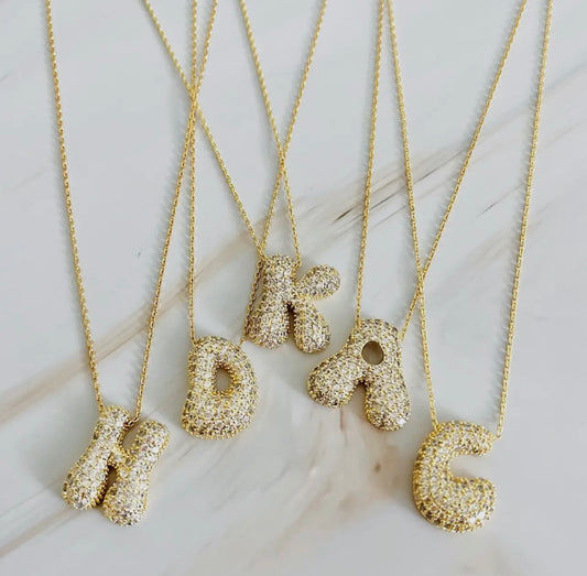 Crystal Bubble Letter Necklace