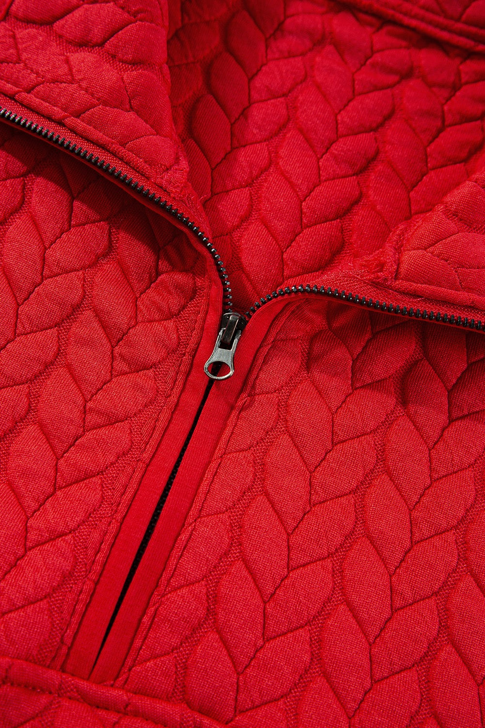 Plus Red Cable Textured Quarter Zip Pullover