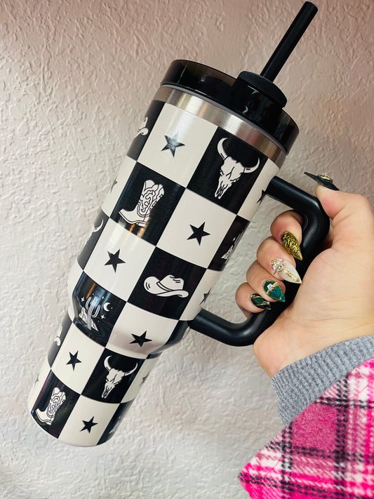 Cowgirl Check Tumbler