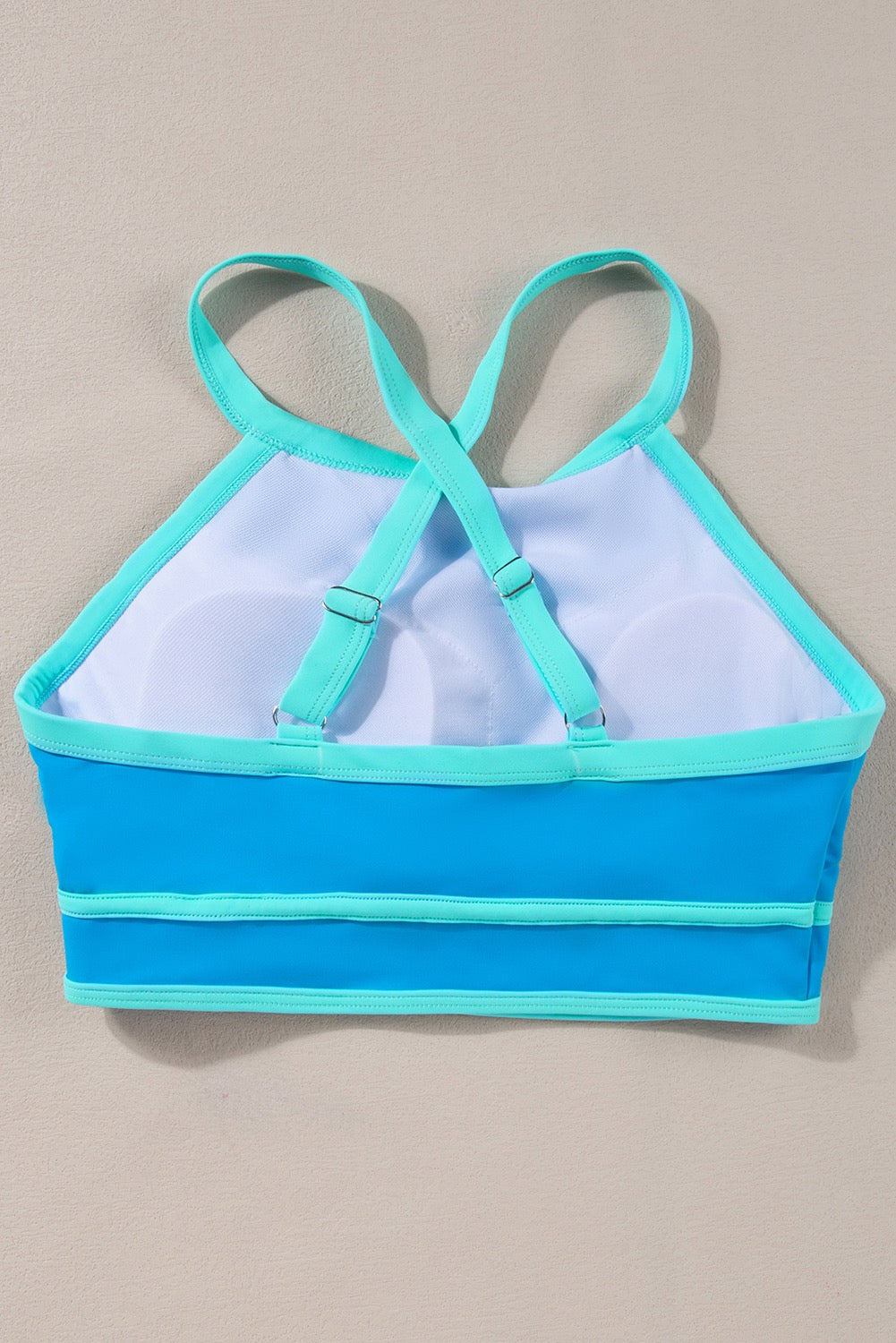 Blue Contrast Trim Crisscross Back
High Waisted Bikini