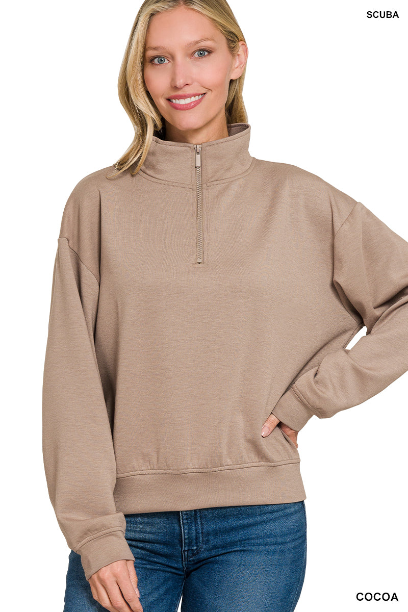 Zenana Scuba Half Zip Pullover