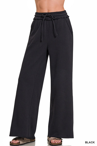 Zenana Fleece Exposed Seam Sweatpants