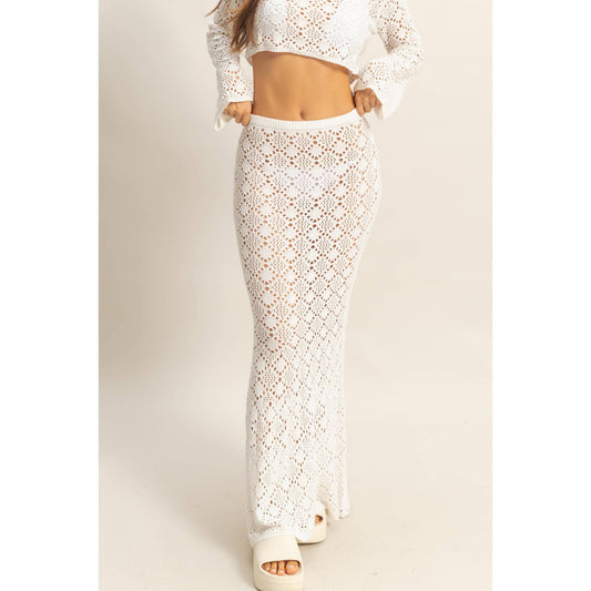 Open Stitch Mermaid Knit Maxi Skirt
