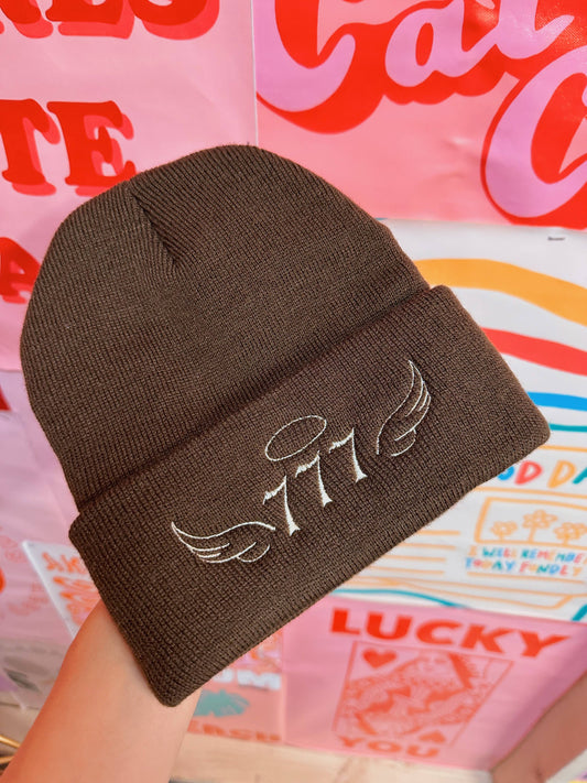 Angel Number Beanie -777 Brown