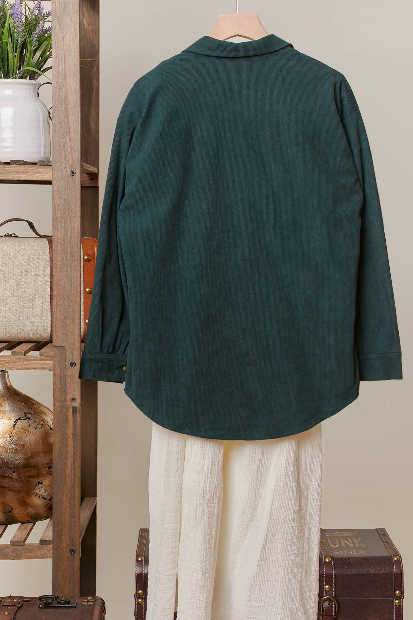 Reversible Corduroy and Plaid Button Down Shirt