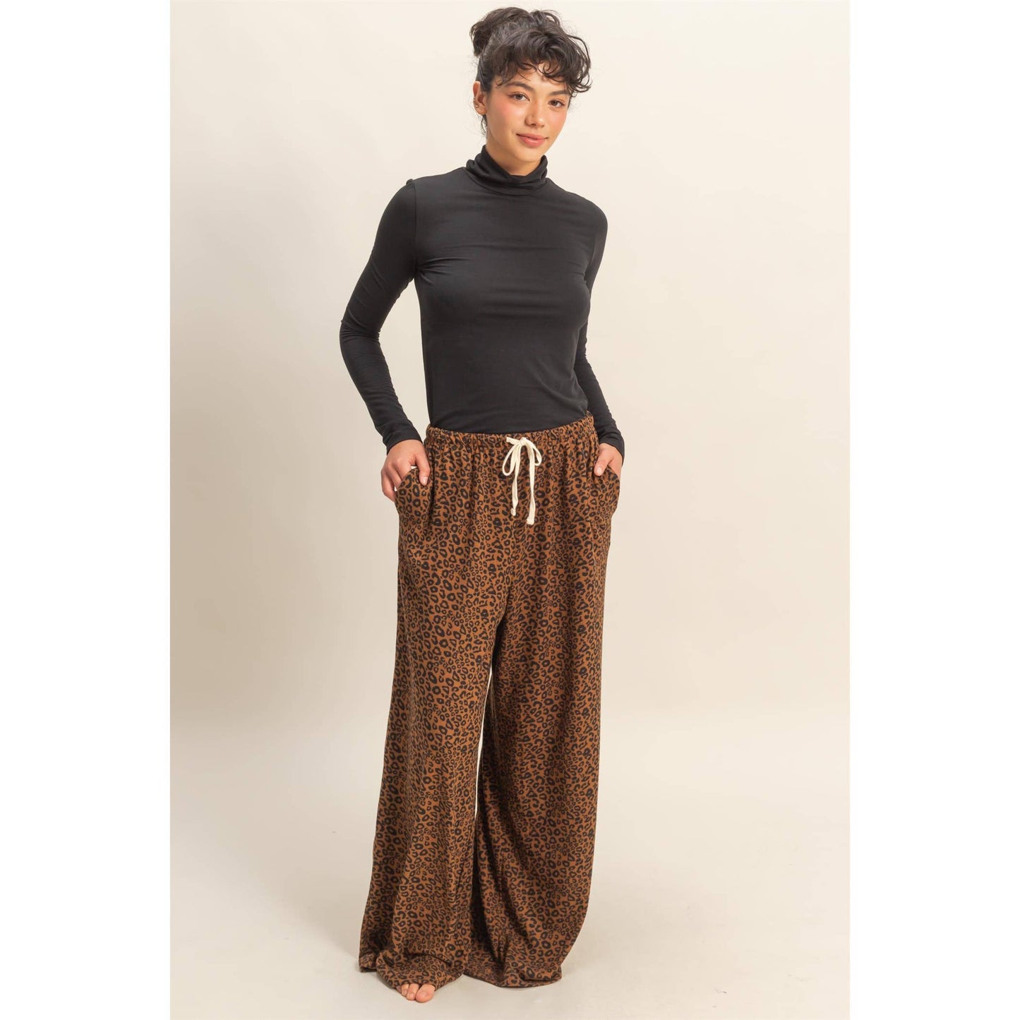 Leopard Print Wide Leg Pant