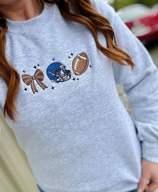 Embroidered Football Girly Crew