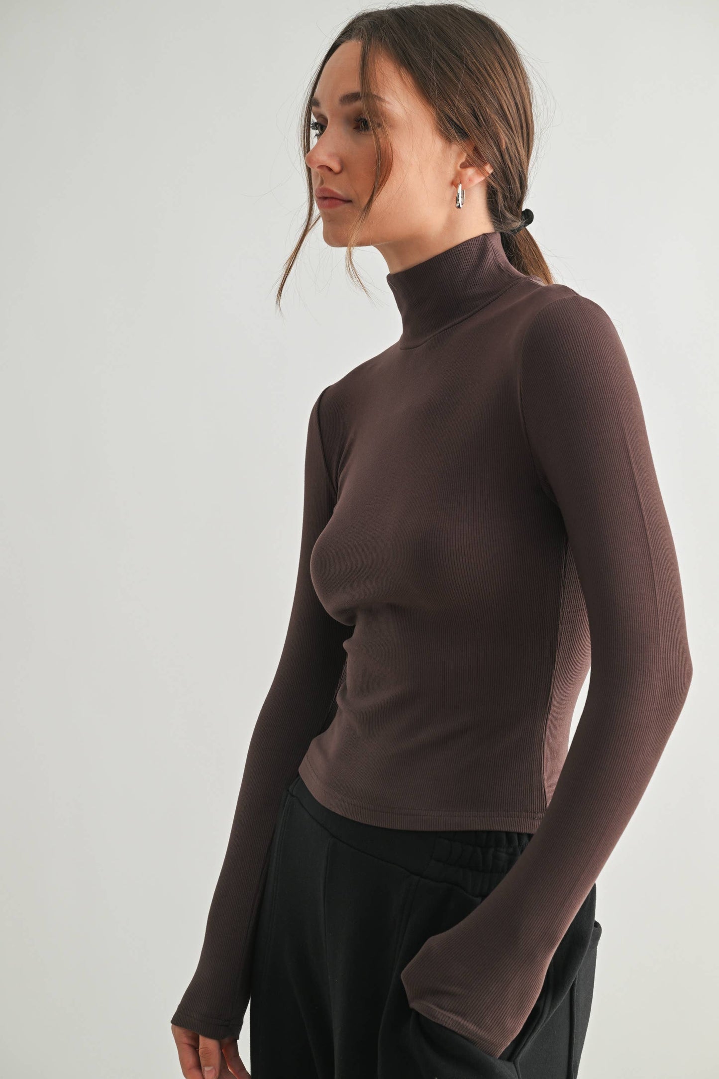 MonoB Micro Ribbed Long Sleeve Turtleneck