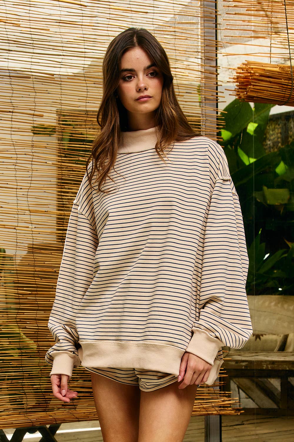 Stripe Mock Oversized Sweatshirt