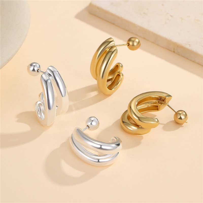 Double-Hoop Sculptural Earrings |