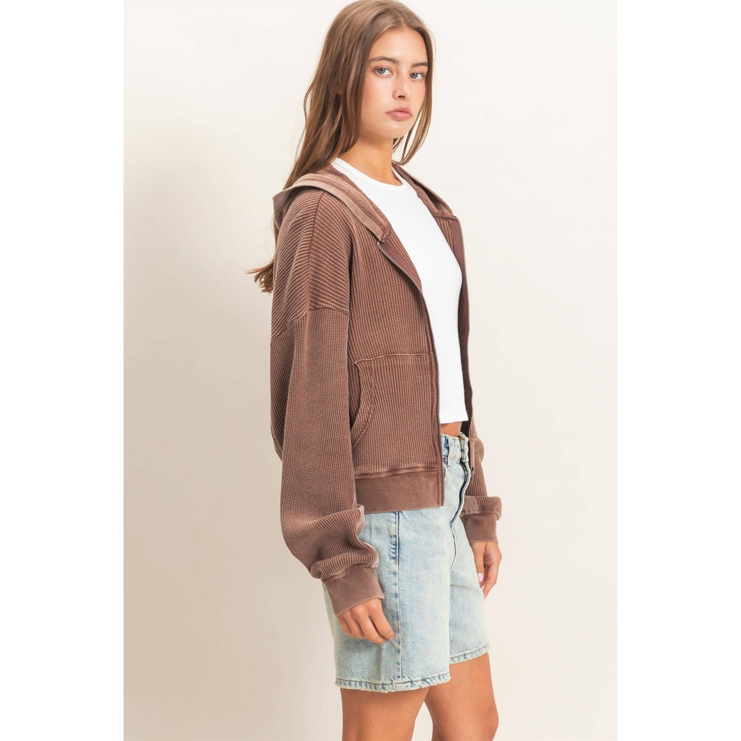 Weekday Waffle Knit Zip-up