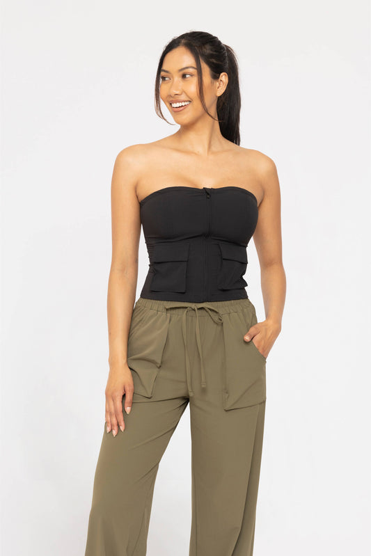 MonoB Cargo Front Zipper Tube Top