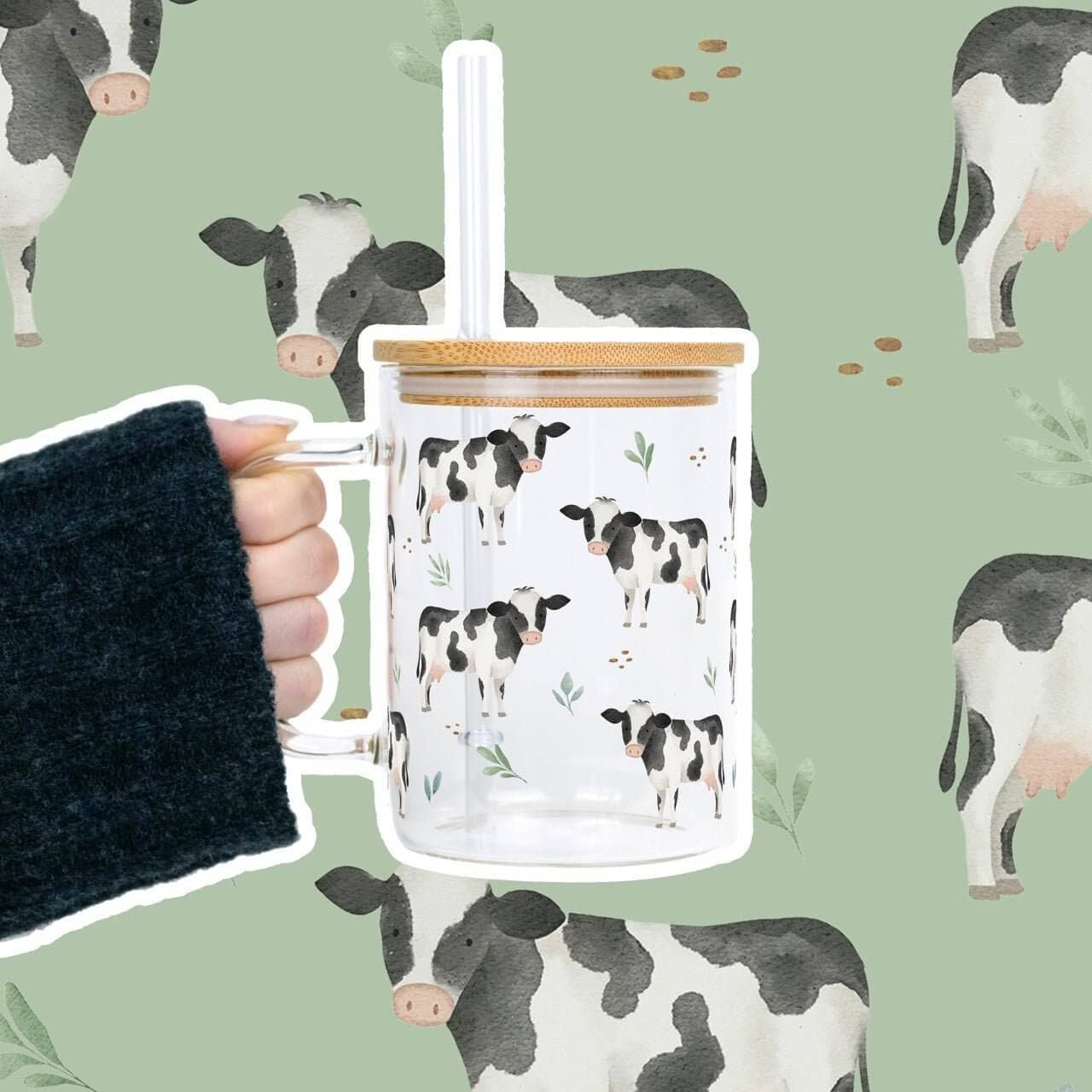 Pasture Perfect Cow 17oz Mug With Lid and Straw