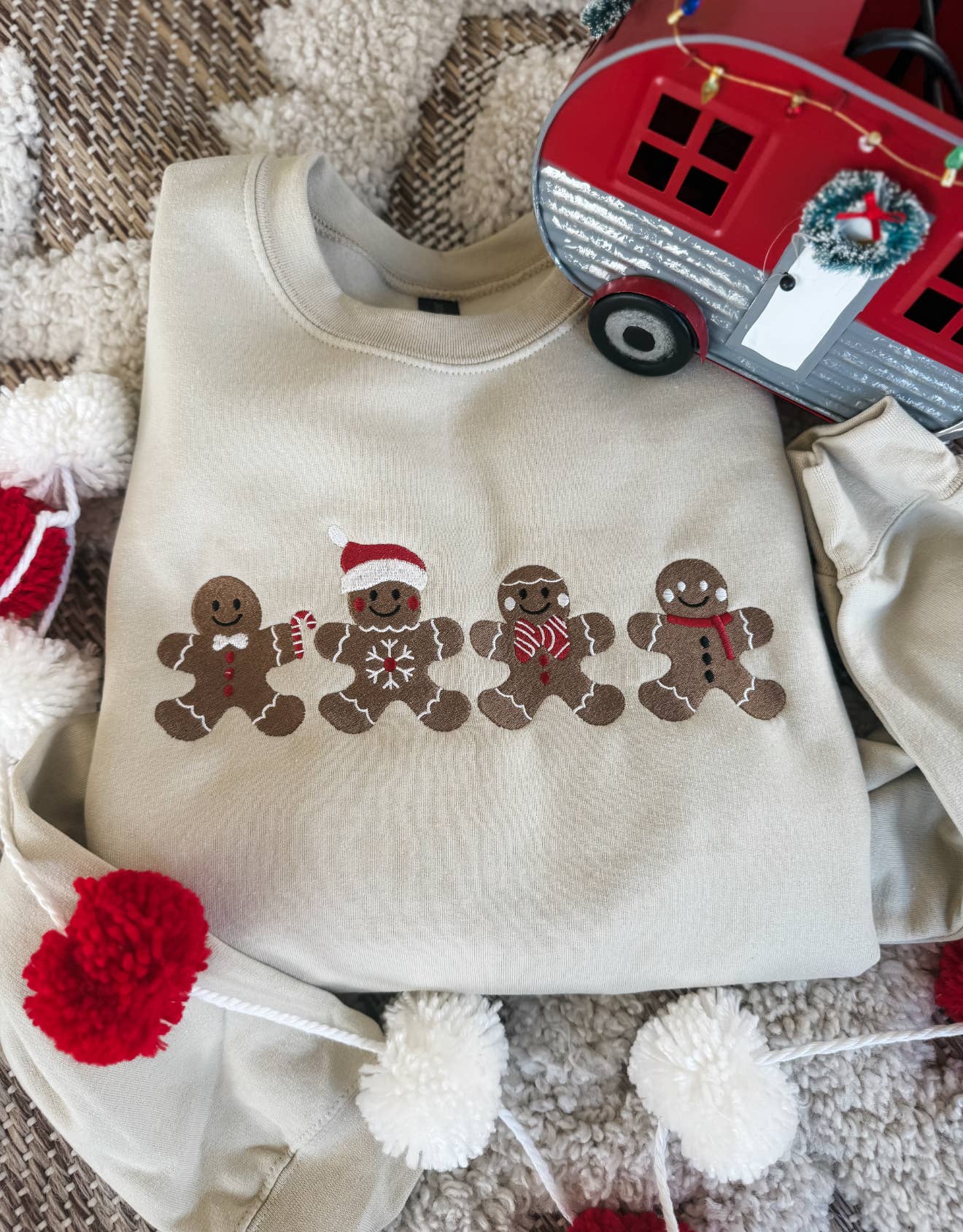 Gingerbread Christmas Embroidered Crew