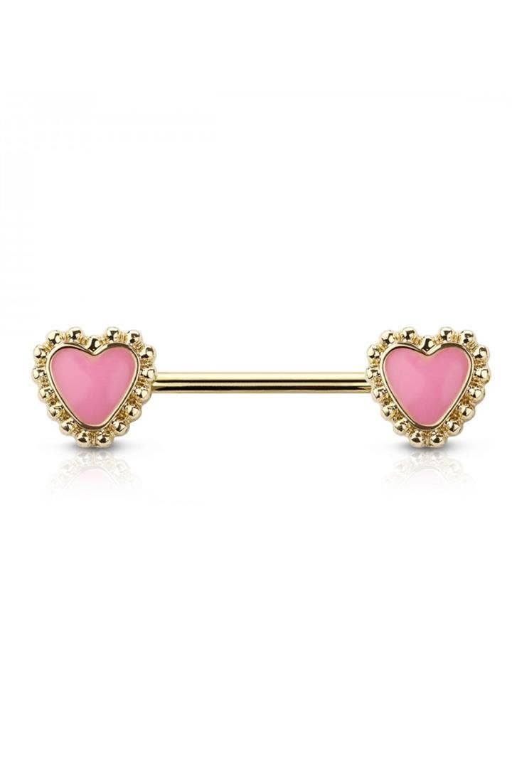 RACE HEART ENDS 316L SURGICAL STEEL NIPPLE BAR