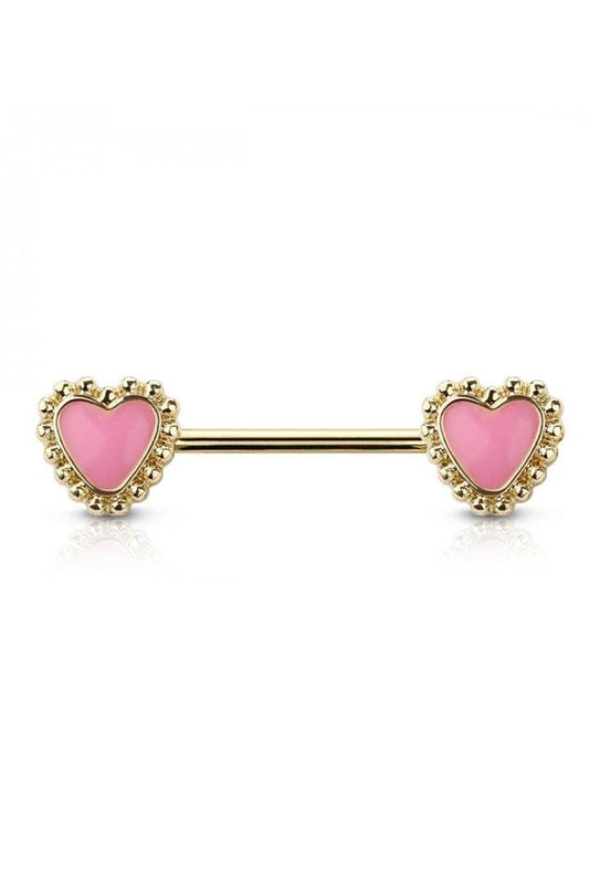 RACE HEART ENDS 316L SURGICAL STEEL NIPPLE BAR