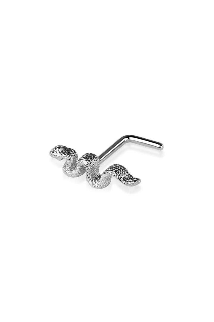 SNAKE TOP 316L SS L SHAPE NOSE RING