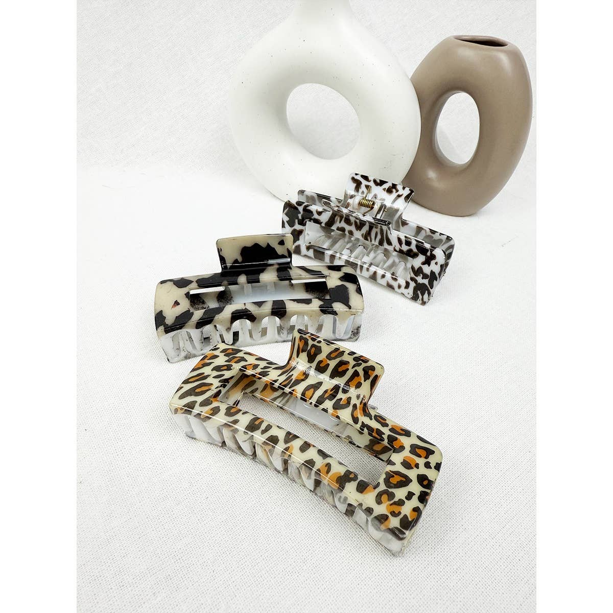 Leopard Print Rectangle Hair Claw Clip